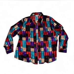 Notations Colorful Geometric Button Down Shirt